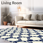 Navy Blue Interlocking Knot Diamond Rug