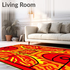 Fiery Red Orange Abstract Court Rug