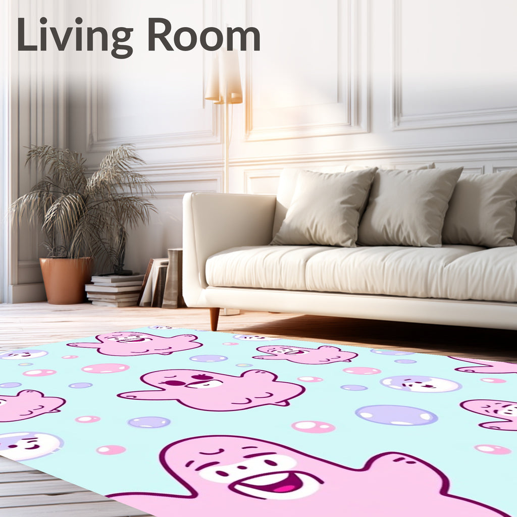 Cute Pink Ghost Bubbles Medley Rug