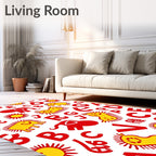 Whimsical Red Alphabet Animal Sun Rug