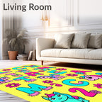 Pink Blue Unicorn Flowers Alphabet Kids Rug