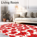 Cute Red Cat Faces Repeating Cream Rug