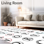 Alphabet Circles Red Blue Accents Rug