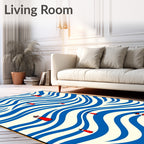 Red Beacon Blue Wave Ocean Rug
