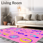 Pink Musical Notes and Stars Rug