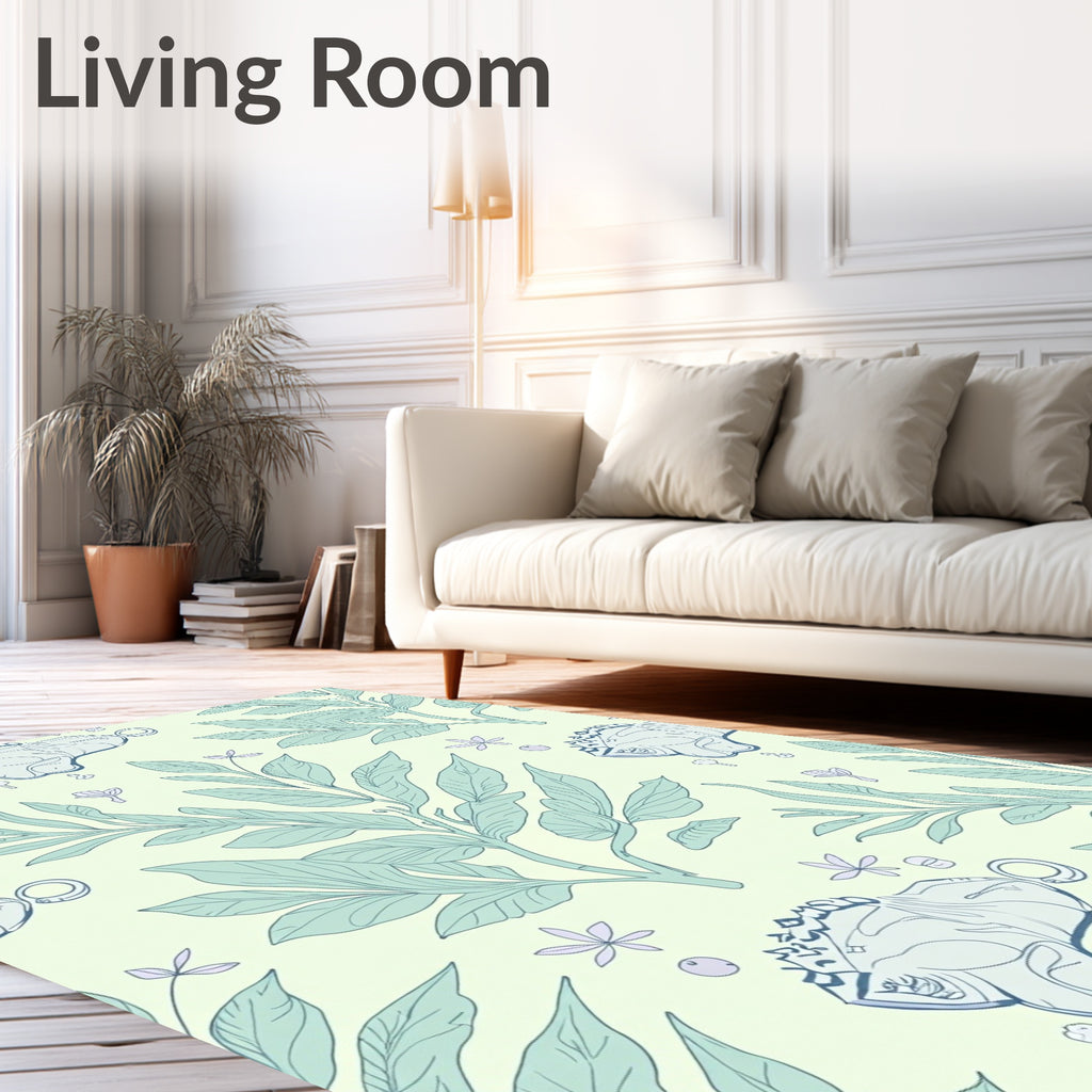 Delicate Mint Branches With Lavender Accents Rug
