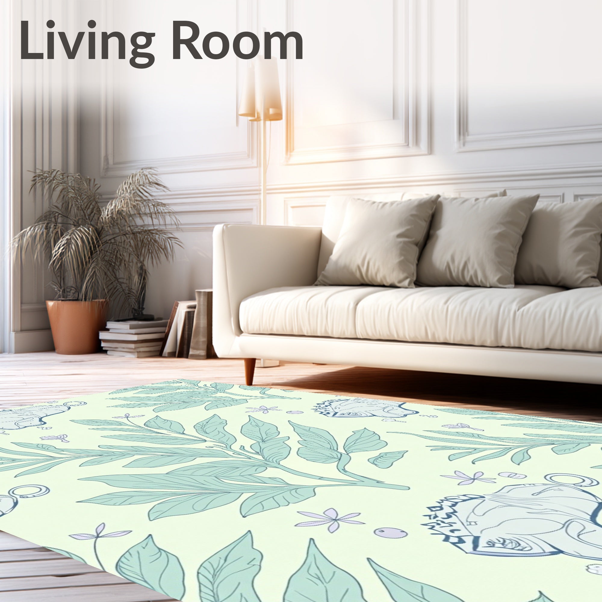 Delicate Mint Branches With Lavender Accents Rug