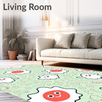 Cute Fried Egg and Ghost Swirls Rug