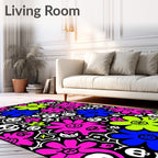 Day of the Dead Flower Skull Art Rug