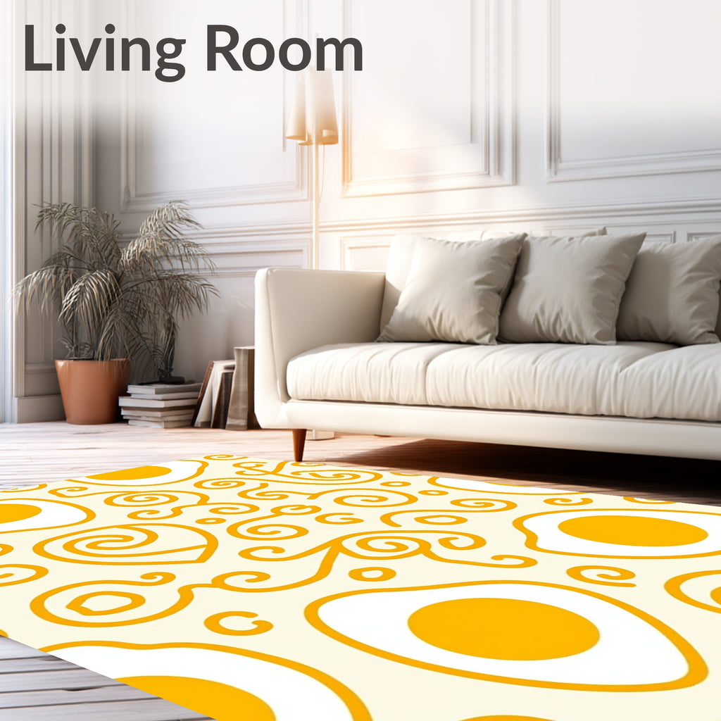 Sunny Yellow Fried Egg Swirls Rug