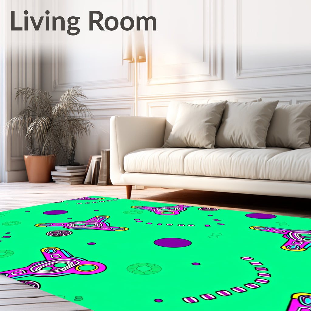 Retro Pink Starburst on Aqua Background Rug