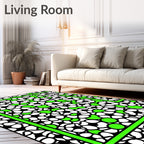 Bright Green Geometric Floral Arrangement Rug