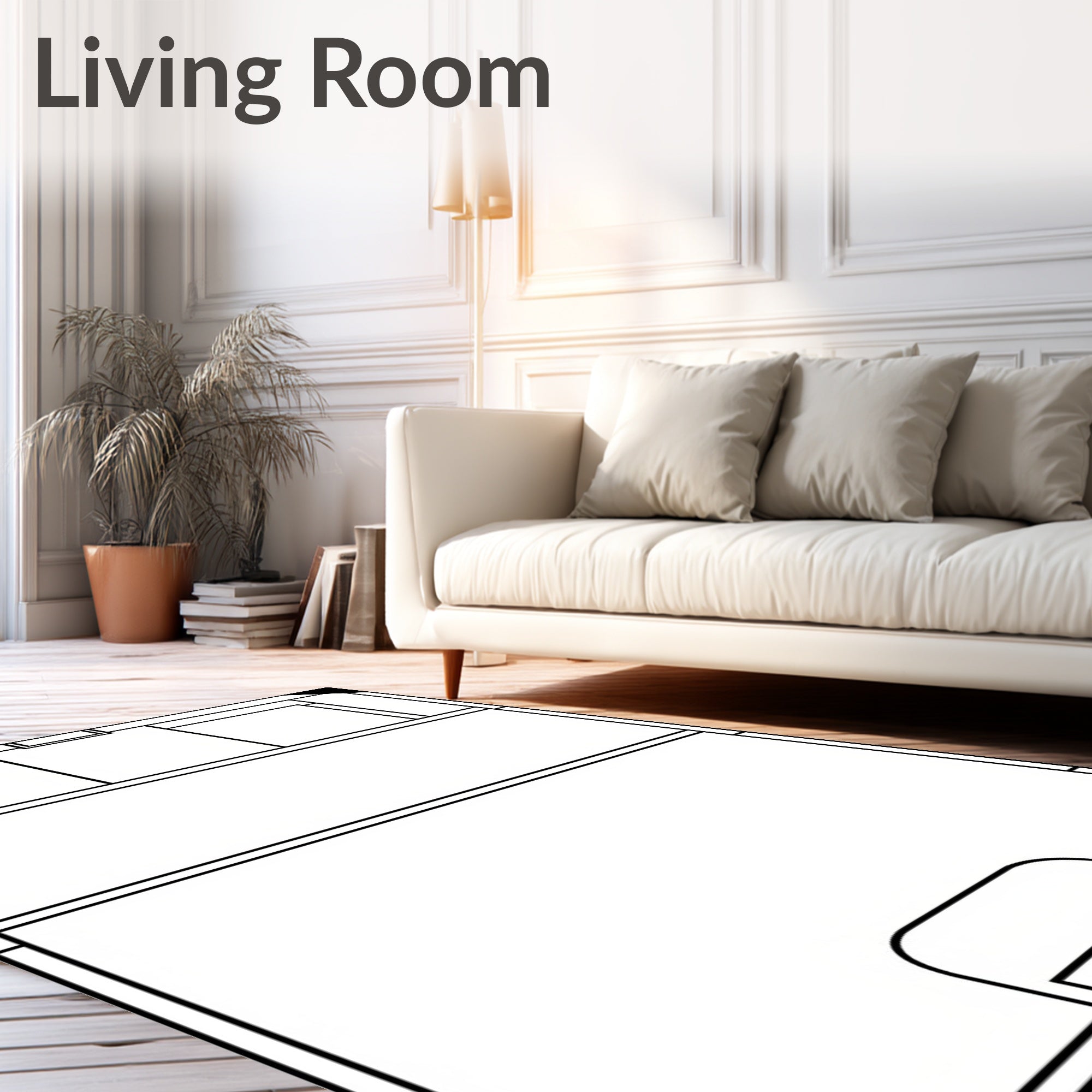 Modern Black White Abstract Rectangular Shapes Rug