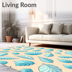 Aqua Seashell and Leaf Scatter Rug