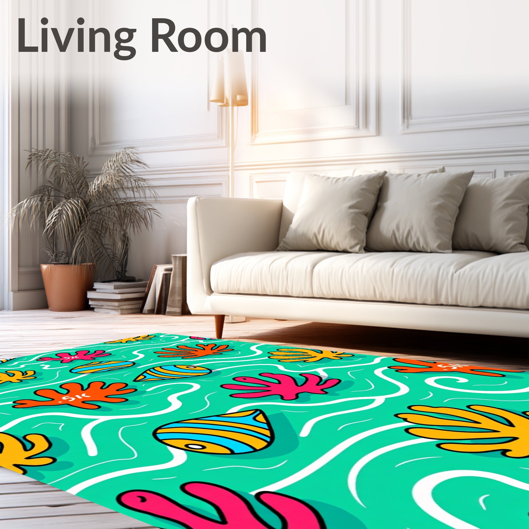 Coral Reef Aquatic Whimsical Shapes Rug