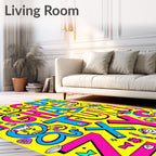 Bold Alphabet Characters with Whimsical Accents Rug