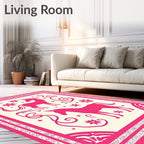 Hot Pink Unicorn Floral Border Rug