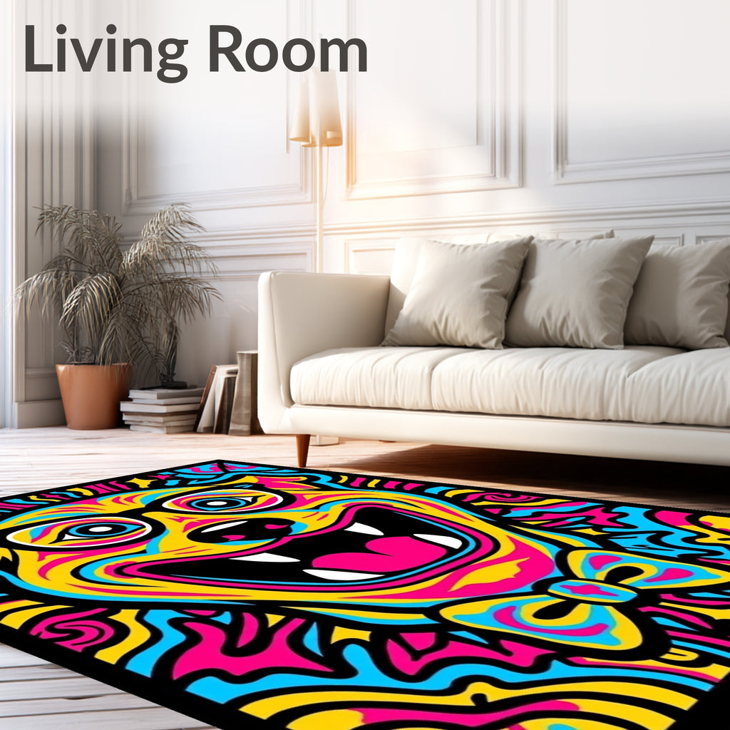 Vibrant Psychedelic Dog Portrait Rug