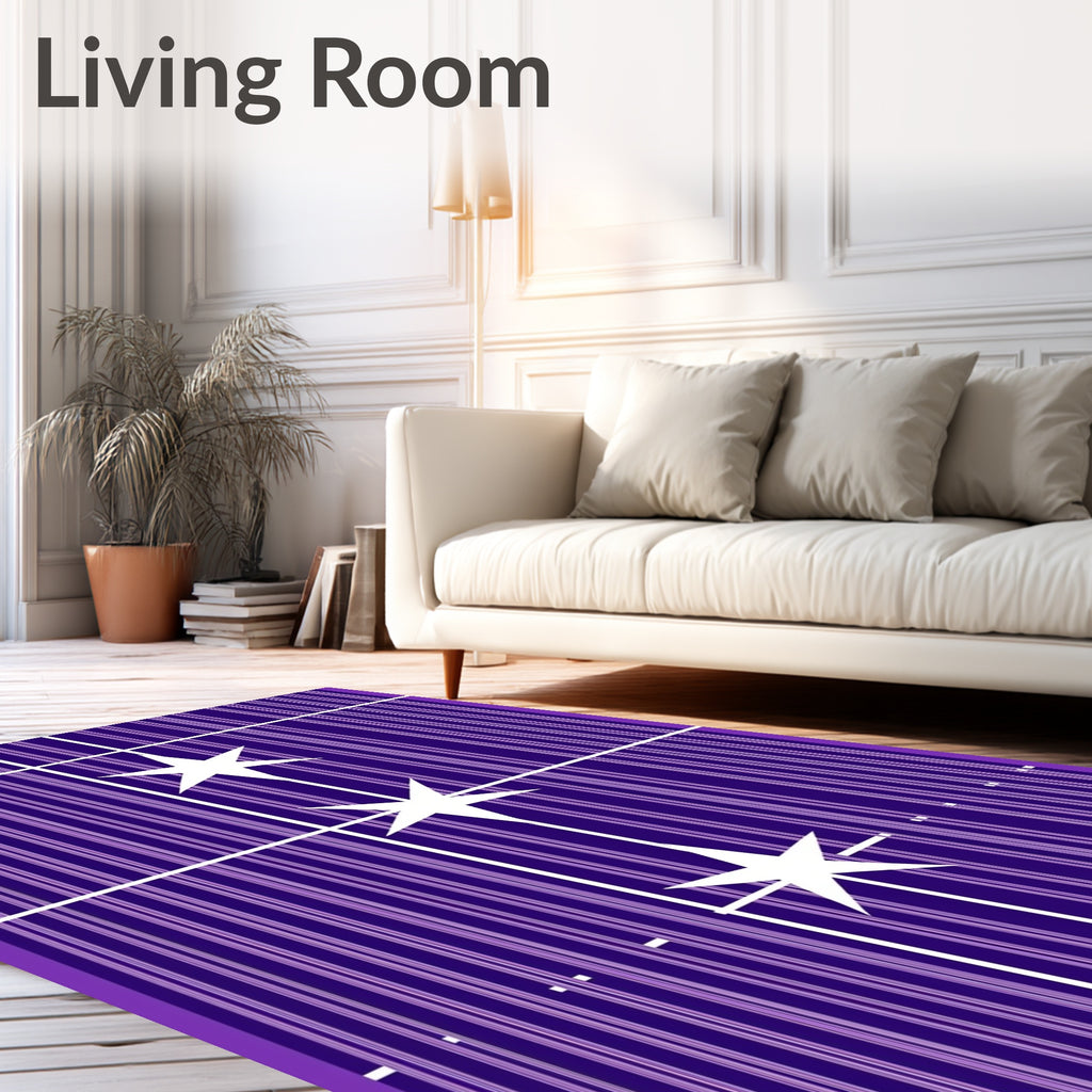 Purple Vertical Stripe Starburst Rug
