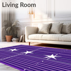 Purple Vertical Stripe Starburst Rug