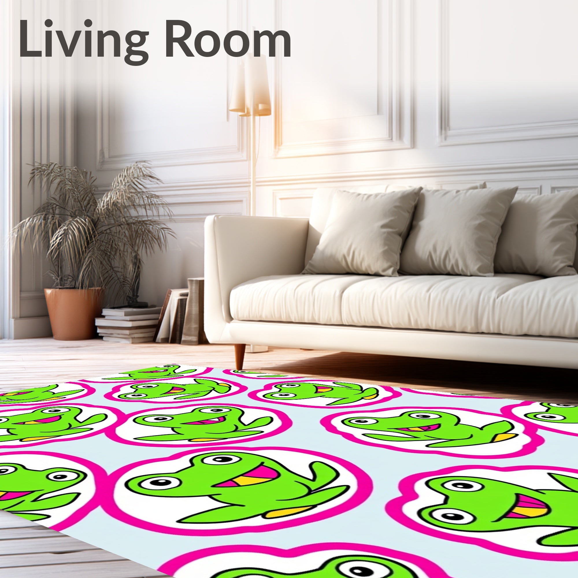 Whimsical Green Frog Pop Art Repeat Rug