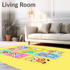 Playful Teddy Bears Grid With Squares Rug
