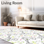 Whimsical Gray Hippo Floral Play Rug