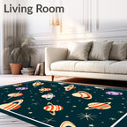 Retro Saturn And Stars Rug