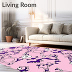 Whimsical Purple Creature Pink Play Rug