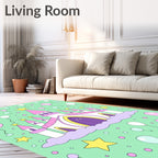 Pink Castle and Yellow Star Balloons Rug