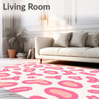 Chic Pink Cow Abstract Floral Rug