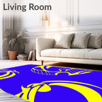 Vivid Blue Yellow Abstract Swirls Rug