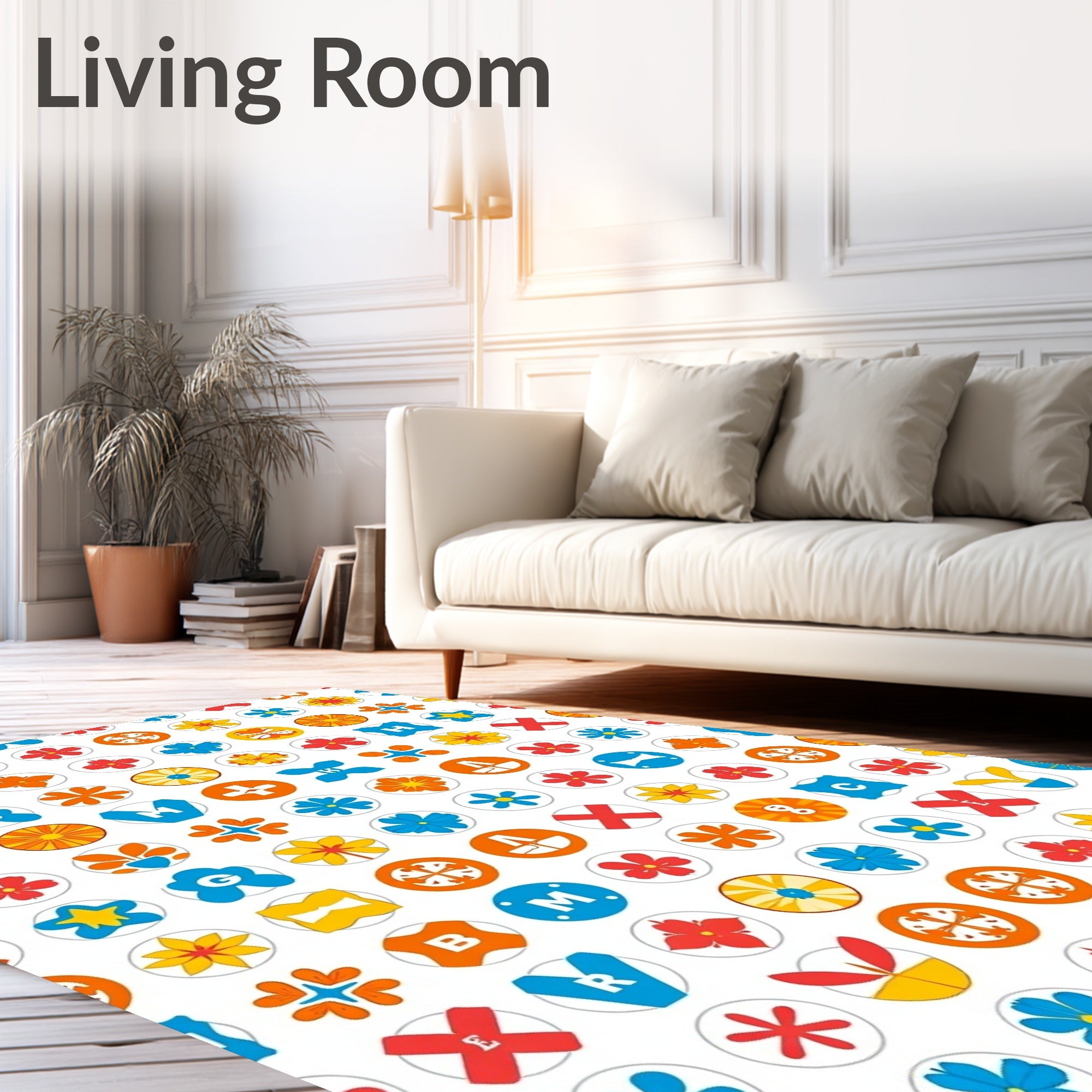 Colorful Retro Circle Floral Medley Rug