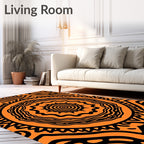Bold Orange Black Tribal Mandala Rug