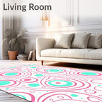 Swirling Pink Teal Circles Rug
