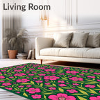 Vibrant Fuchsia Floral Vine Garden Rug