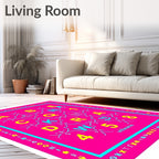 Alphabetical Bold Geometric Pink Teal Rug