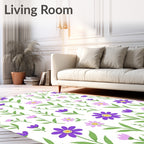 Purple Pink Garden Flower Meadow Rug