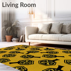 Golden Black Hexagonal Tree Motif Rug