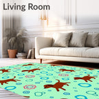 Brown Dachshunds with Blue Circles Rug