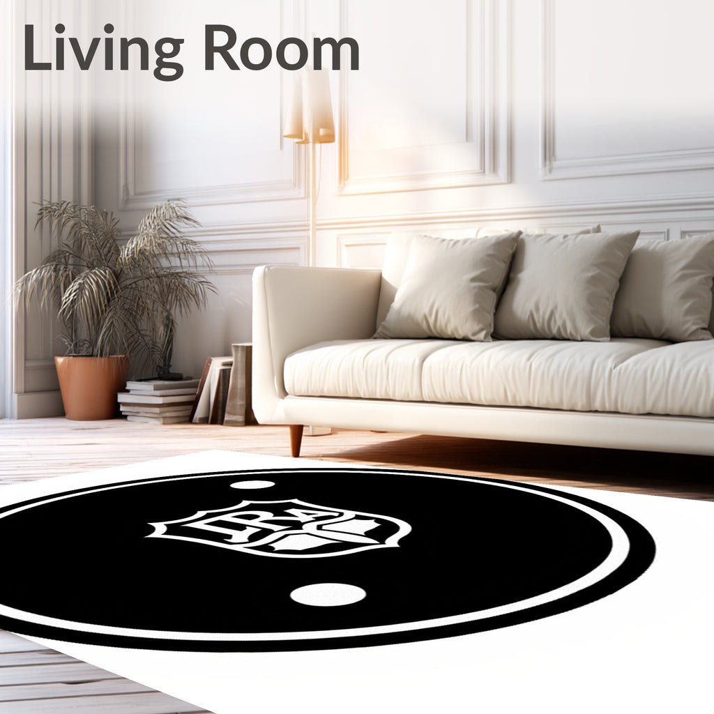 Monochromatic Shield Emblem Round Rug