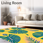 Vibrant Yellow Tropical Leaf Foliage Rug