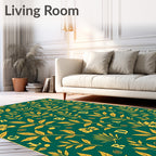 Golden Leaf Botanical Alphabet Rug