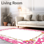 Pink Owl Floral Border Accent Rug