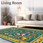 Whimsical Cartoon Cats ABC Border Rug