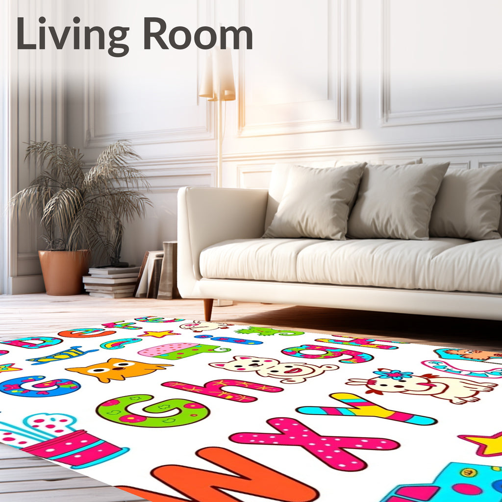 Childrens Alphabet Fun Colorful Characters Rug