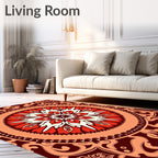 Crimson Mandala Floral Medallion Rug