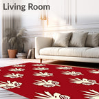 Crimson Cream Palm Leaf Repeat Rug