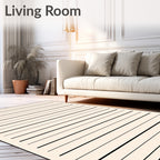Minimalist Beige Black Striped Rug