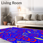 Vibrant Crimson Yellow Whimsical Alphabet Rug